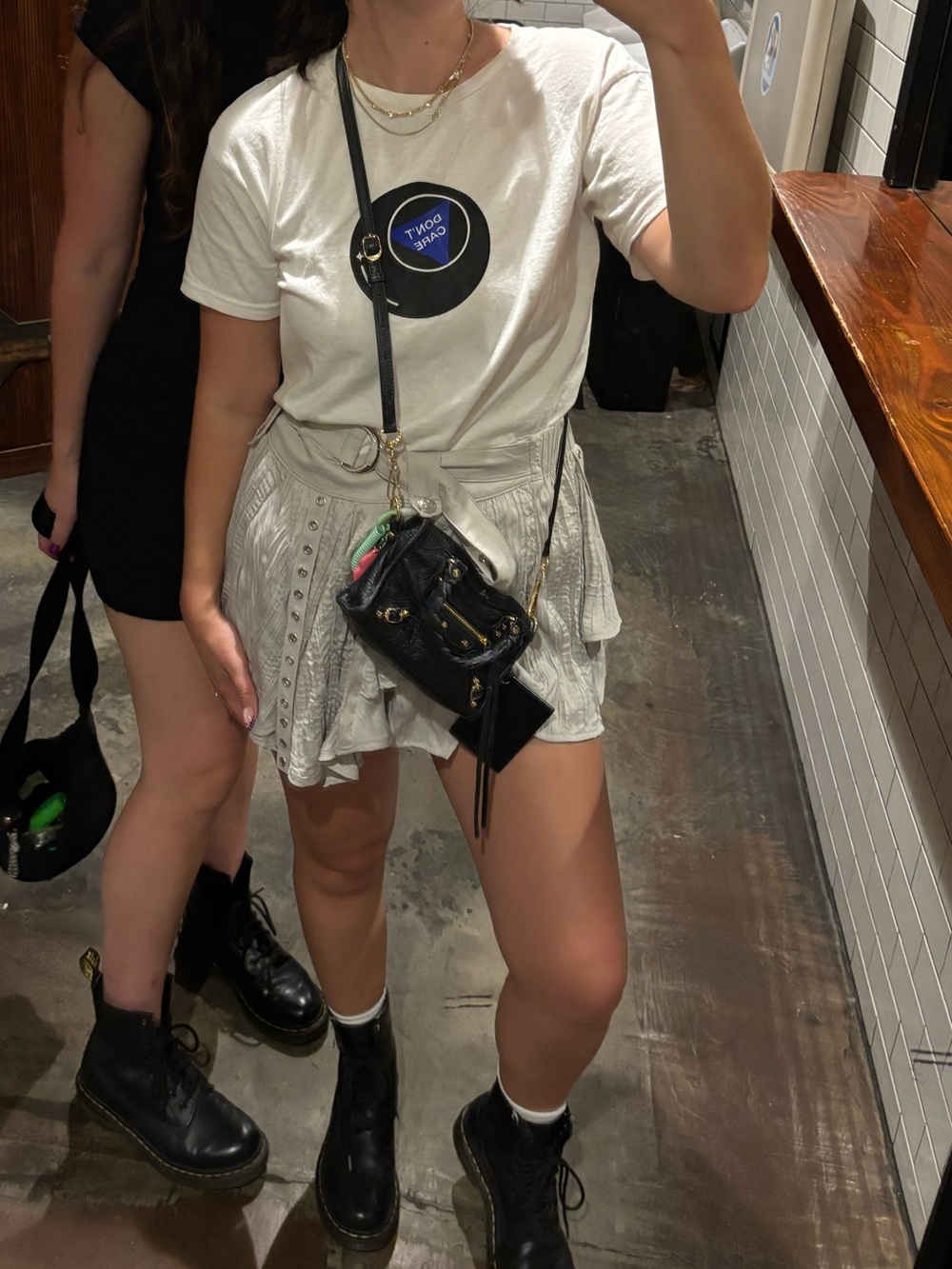 Free people silver mini skirt